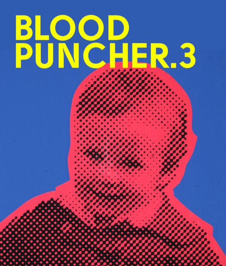 Cover of Blood Puncher3: Red halftone photo of baby on blue background